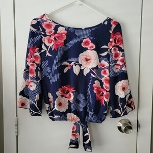 Blue floral blouse